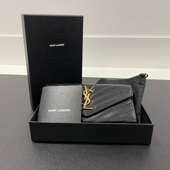 Saint Laurent Cassandre Matelasse Large Flap Wallet Chevron (JB1308) - Picture 1 of 9